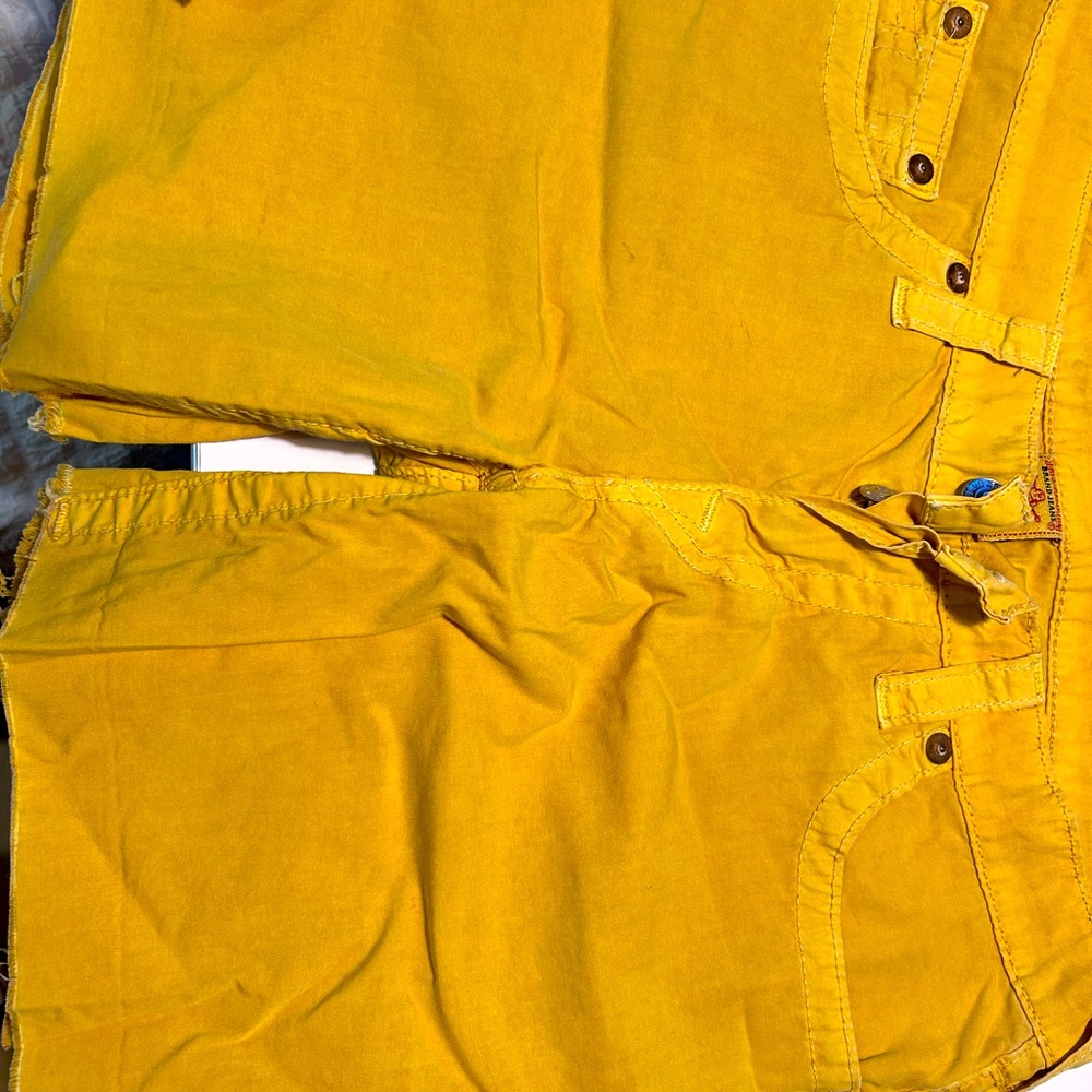 True Religion Mustard Yellow Jean shorts
